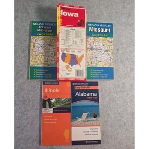 Rand McNally Easy Finder Laminated Folding Maps Lot of 5 United States Road Atla